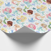 海の下のかわいい水色の人魚 ラッピングペーパー (角)