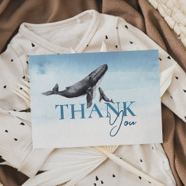 海の下のオーキッド ホエール フラット ベイビー シャワー サンキューカード