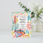 海の下のオーシャンアニマル水彩画の誕生日 インビテーションポストカード (スタンド正面)