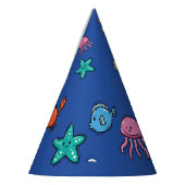 海の下のオーシャンブルー1歳の誕生日 パーティーハット (左)