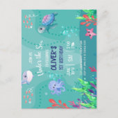 海の下のオーシャン　1歳の男の子の誕生日 ポストカード (正面)