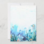 海の下のオ男の子かわいいクジラの海赤ちゃんシャワー 招待状 (裏面)