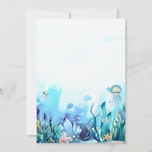 海の下のオ男の子かわいいクジラの海赤ちゃんシャワー 招待状 (裏面)