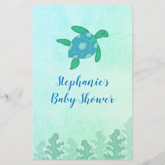 海の下のカメ赤ちゃんシャワービンゴゲーム (裏面)