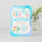 海の下のカメ・タコ・ウミウマの誕生日 招待状 (スタンド正面)