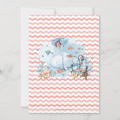 海の下のカワイイクジラとサンゴの少女ベイビーシャワー 招待状 (裏面)