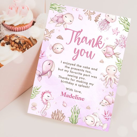 海の下のガールバースデーパーティー サンキューカード