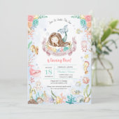 海の下のキュートな人魚プールパーティーの誕生日 招待状 (スタンド正面)