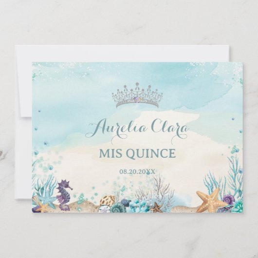 海の下のキンセアニラビーチ貝殻写真 招待状 (裏面)