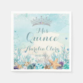 海の下のキンセンヤール　ビーチの貝殻　サンゴ礁 スタンダードカクテルナプキン