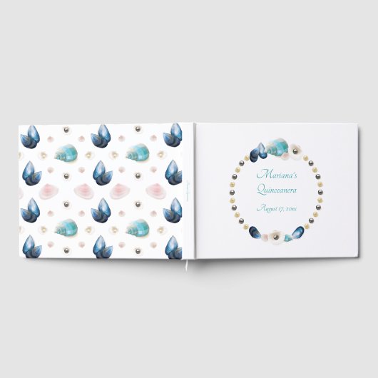 海の下のキンチャネラパーティー ティールブルーの貝殻 ゲストブック (全面)