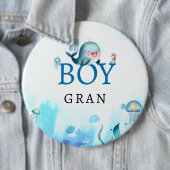 海の下のクジラの水色の男の子のシャワーおばあちゃん 缶バッジ (インサイチュ)