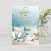 海の下のクジラの水色の赤ちゃんシャワー 招待状 (スタンド正面)