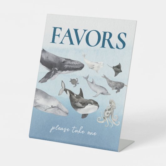 海の下のクジラの赤ちゃんシャワーギフト 台座サイン (正面)