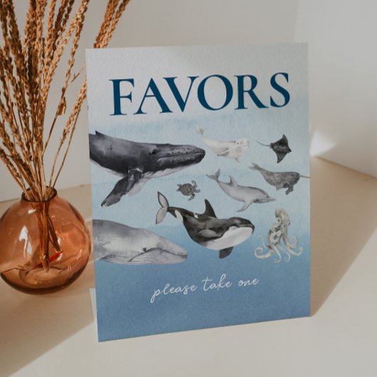 海の下のクジラの赤ちゃんシャワーギフト 台座サイン