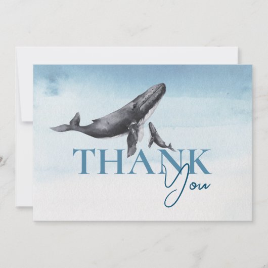 海の下のクジラの赤ちゃんシャワー サンキューカード (正面)
