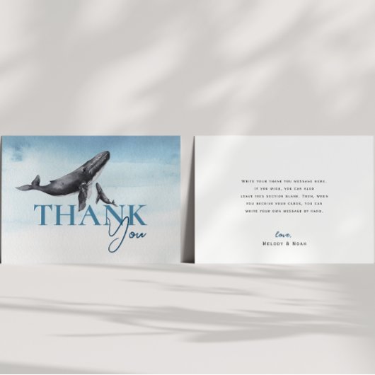 海の下のクジラの赤ちゃんシャワー サンキューカード