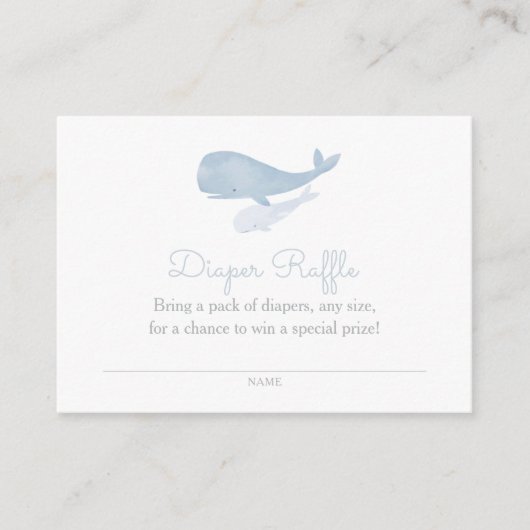 海の下のクジラ赤ちゃんシャワーおむつラッフル エンクロージャーカード (正面)