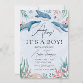 海の下のクジラAhoyそれは男の子のシャワーだ 招待状 (正面)