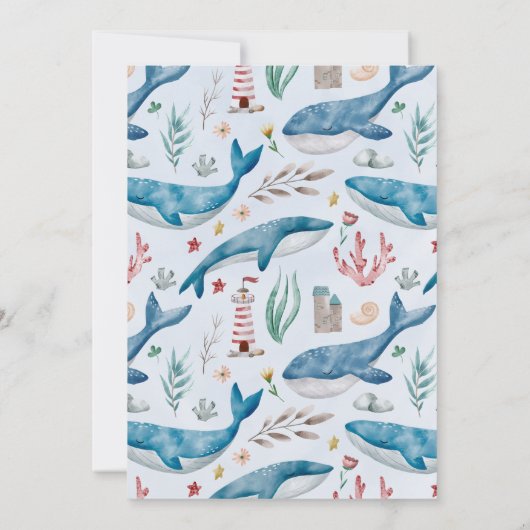 海の下のクジラAhoyそれは男の子のシャワーだ 招待状 (裏面)