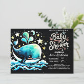 海の下のクジラBoho Boyベビーシャワー 招待状 (スタンド正面)