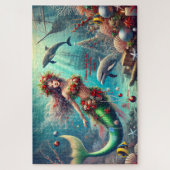 海の下のクリスマス人魚の休日 ジグソーパズル (縦)