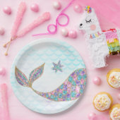 海の下のグリッターの人魚の尾紙皿、 ペーパープレート (パーティー)