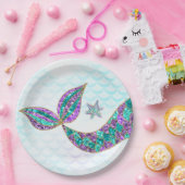 海の下のグリッターの人魚の尾紙皿、 ペーパープレート (パーティー)