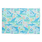 海の下のサメかわいいパタパーソナライズされたーン 枕カバー (裏面)