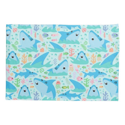 海の下のサメかわいいパタパーソナライズされたーン 枕カバー