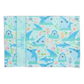 海の下のサメかわいいパタパーソナライズされたーン 枕カバー (正面)