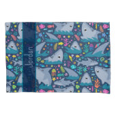 海の下のサメかわいいパタパーソナライズされたーン 枕カバー (正面)