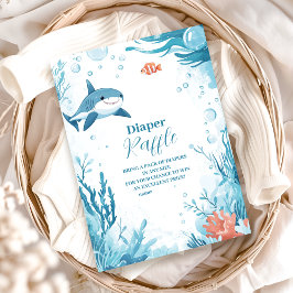 海の下のサメ海動物おむつラッフル エンクロージャーカード
