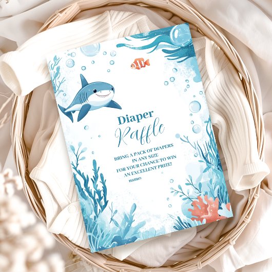 海の下のサメ海動物おむつラッフル エンクロージャーカード