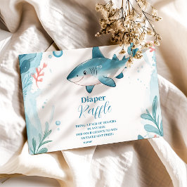 海の下のサメ海動物おむつラッフル エンクロージャーカード