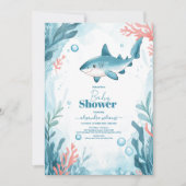 海の下のサメ海動物の赤ちゃんシャワー 招待状 (正面)