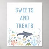 海の下のサメ赤ちゃんシャワー甘いお菓子ポスター ポスター (正面)