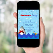 海の下のサメ4歳の誕生日パーティー少年 招待状