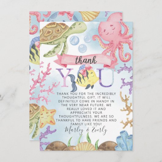 海の下のサンキューカード書 招待状 (正面/裏面)