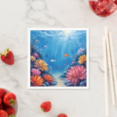 海の下のサンゴ礁 海の絵画 スタンダードカクテルナプキン (インサイチュ)