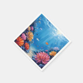 海の下のサンゴ礁 海の絵画 スタンダードカクテルナプキン (角)