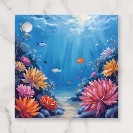 海の下のサンゴ礁 海の絵画 フェイバータグ (正面)