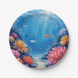 海の下のサンゴ礁 海の絵画 ペーパープレート