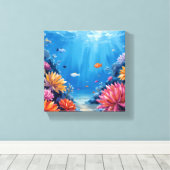 海の下のサンゴ礁 海洋絵画 キャンバスプリント (インサイチュ (ウッドフロア))