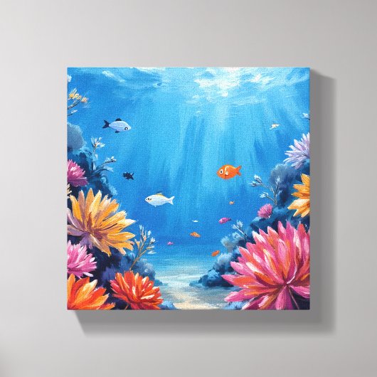 海の下のサンゴ礁 海洋絵画 キャンバスプリント (正面)