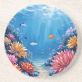 海の下のサンゴ礁 海洋絵画 コースター (正面)
