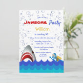 海の下のシャーク10th誕生日パーティーボーイ 招待状 (スタンド正面)