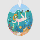 海の下のシュノーケリング少女 オーナメント (正面)