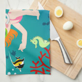 海の下のシュノーケリング少女 キッチンタオル (四つ折り)