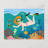 海の下のシュノーケリング少女 ポストカード (正面)